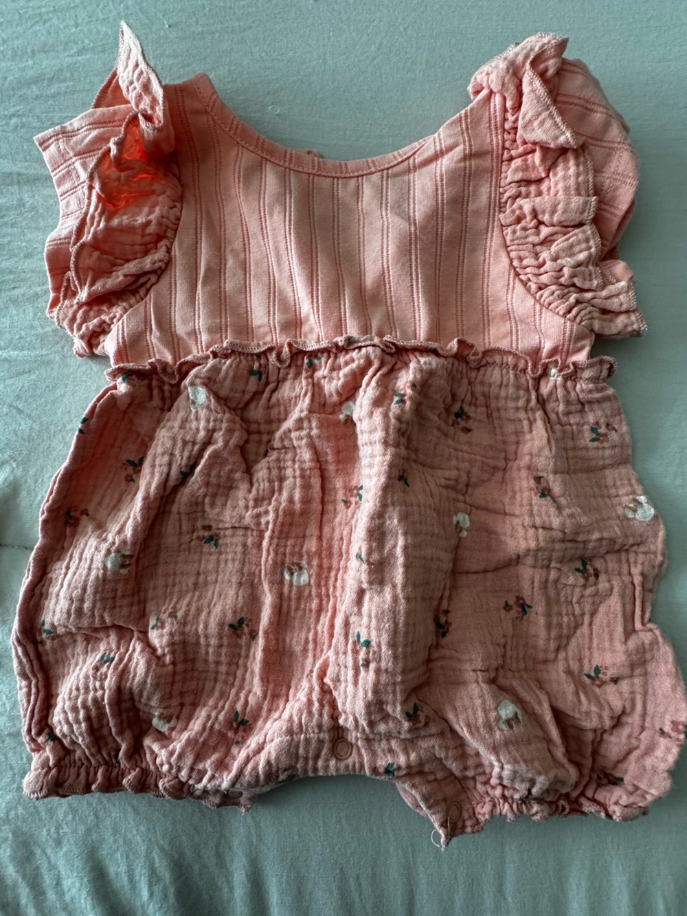 Girls' Pink Floral Cotton Bubble Shorts